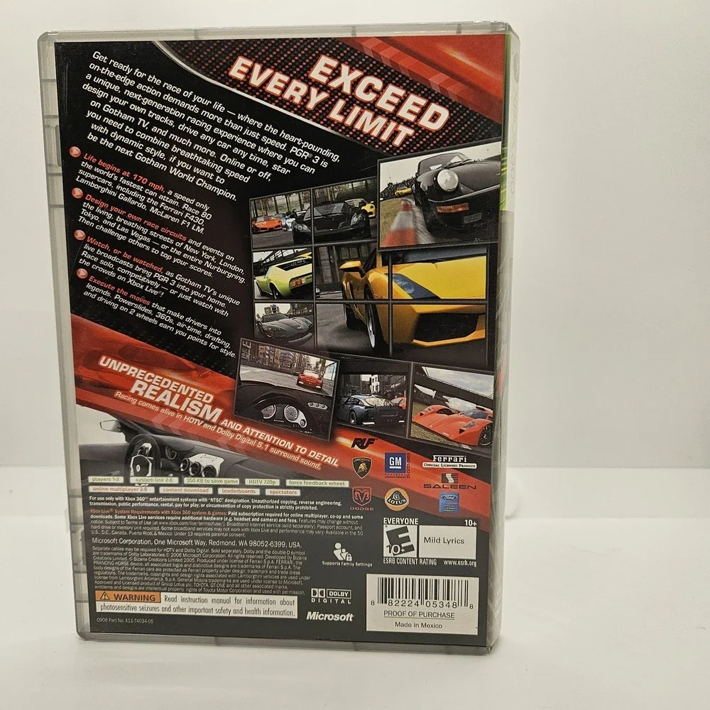 Project‎ Gotham Racing 3 Xbox 360 Platinum Hits Complete PGR3
